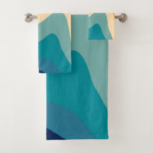 Retro Summer Swirl Wave #1 #minimal #decor #art Bath Towel Set