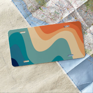 Retro Summer Swirl Wave #1a #minimal #decor #art License Plate
