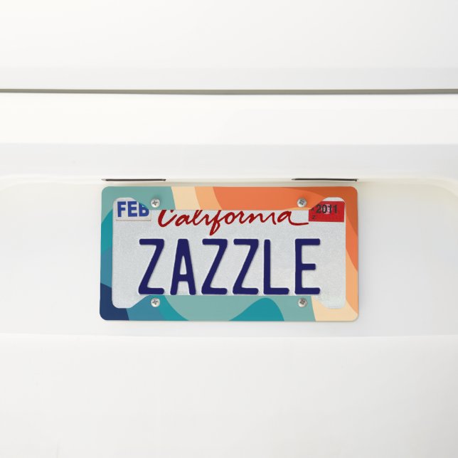 Retro Summer Swirl Wave #1a #minimal #decor #art  License Plate Frame (On Car)