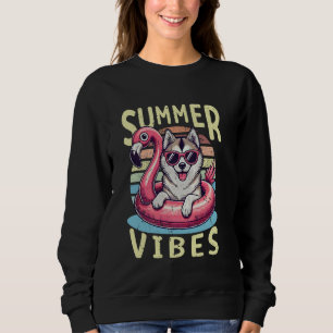 Retro Summer Vibes Alaskan Klee Kai Dog Mom Vacati Sweatshirt