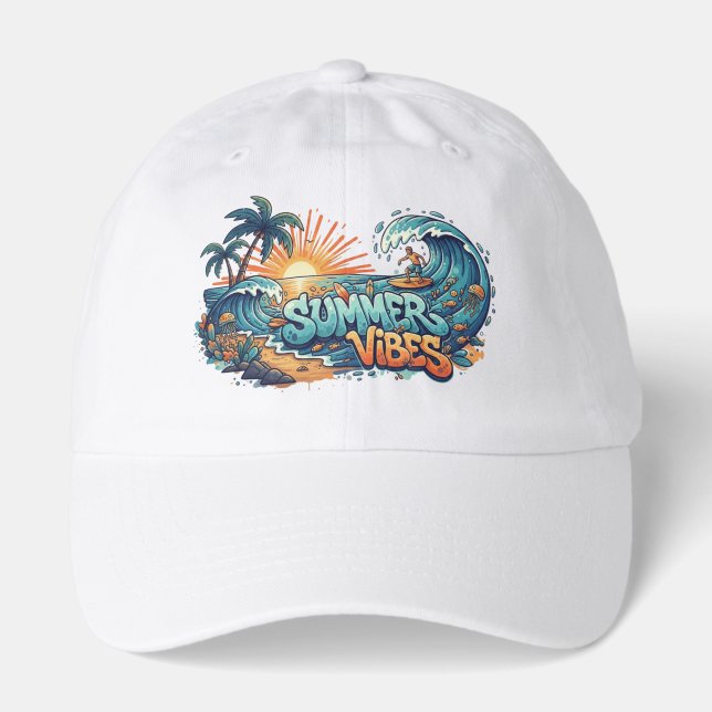 Retro Summer Vibes Baseball Hat (Front)