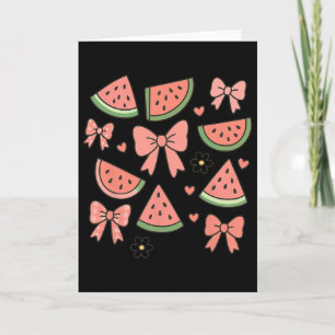 Retro Summer Vibes Coquette Bow Watermelon Summer Card