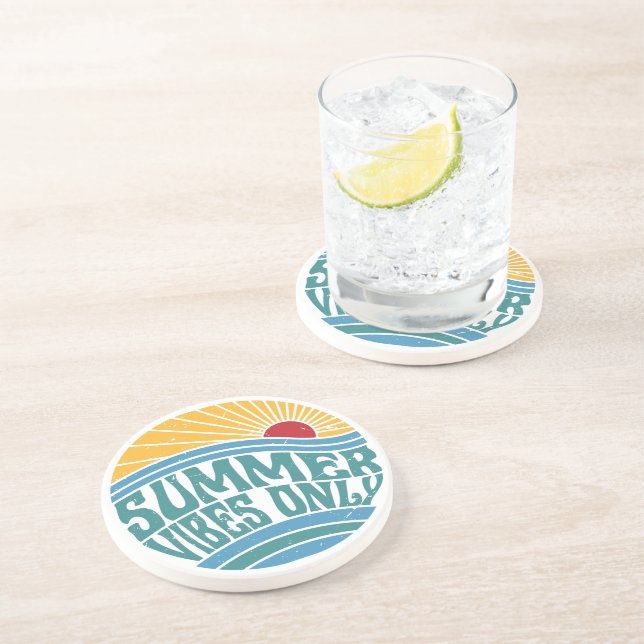 Retro Summer Vibes Only Coaster (Side)