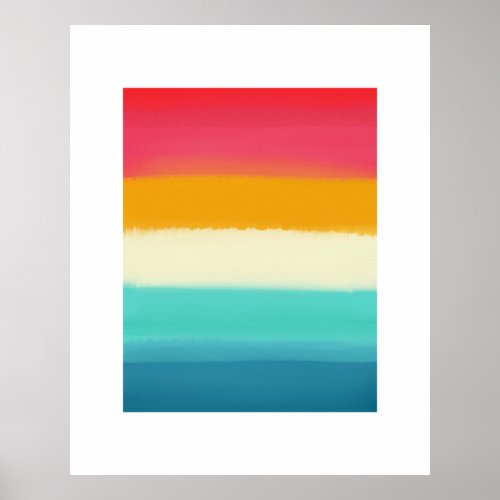 Retro Summer Vibes Rainbow Painted Stripes Poster
