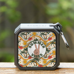 Retro Summer Vibes Tropical Peace Sign Bluetooth Speaker