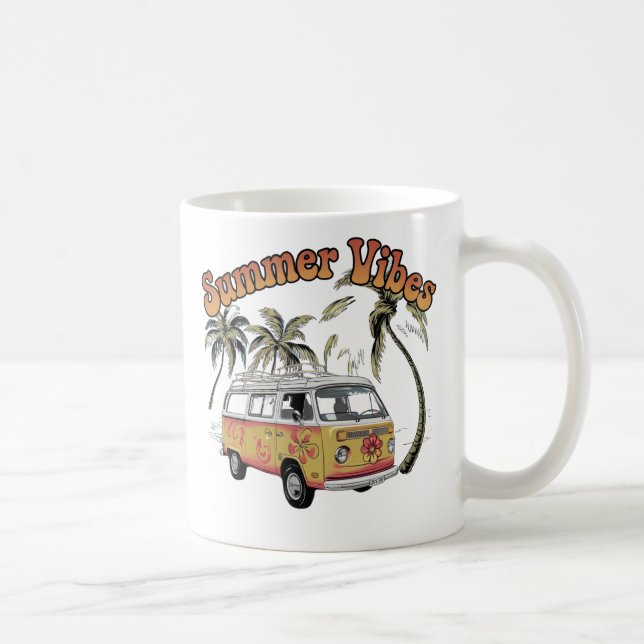 "Retro Summer Vibes Van Design – Perfect for Beach Coffee Mug (Right)
