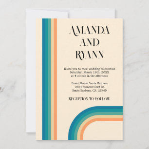 Retro Summer Vintage Photo QR Code Wedding Invitation