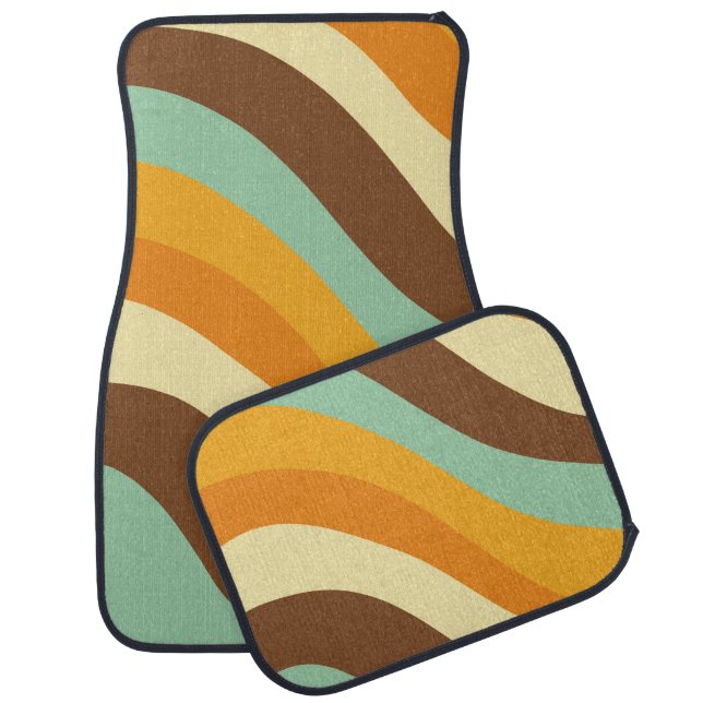 Retro Summer Wave #9 #minimal #decor #art Car Floor Mat (Set)