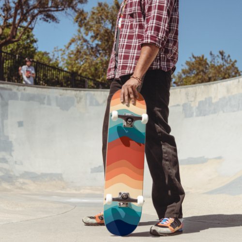 Retro Summer Waves 1 minimal decor art Skateboard