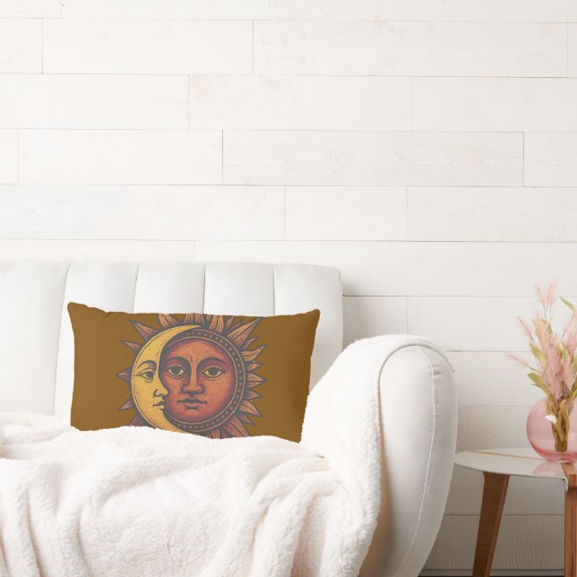 Retro Sun and Moon  Lumbar Pillow (Couch)