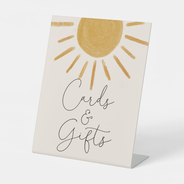 Retro Sun Baby Shower Cards And Gifts  Pedestal Sign (Front)