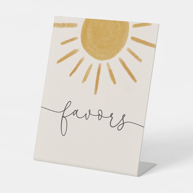 Retro Sun Baby Shower Favors Pedestal Sign (Front)
