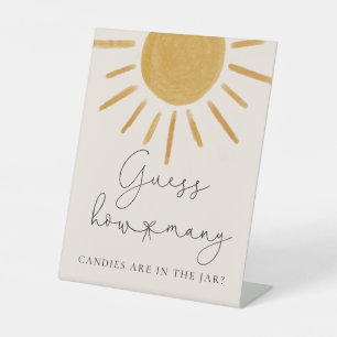 Retro Sun Baby Shower Guess How Many Candies Pedestal Sign