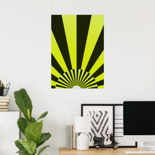 Retro Sun Boho Sunshine Yellow Black Abstract Art Poster
