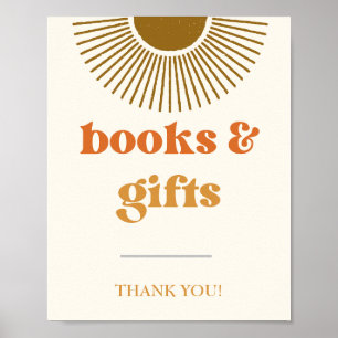 Retro Sun Books & Gifts Sign, Boho Sun Gifts Poster