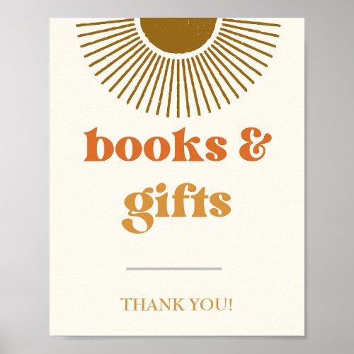 Retro Sun Books  Gifts Sign Boho Sun Gifts   Poster