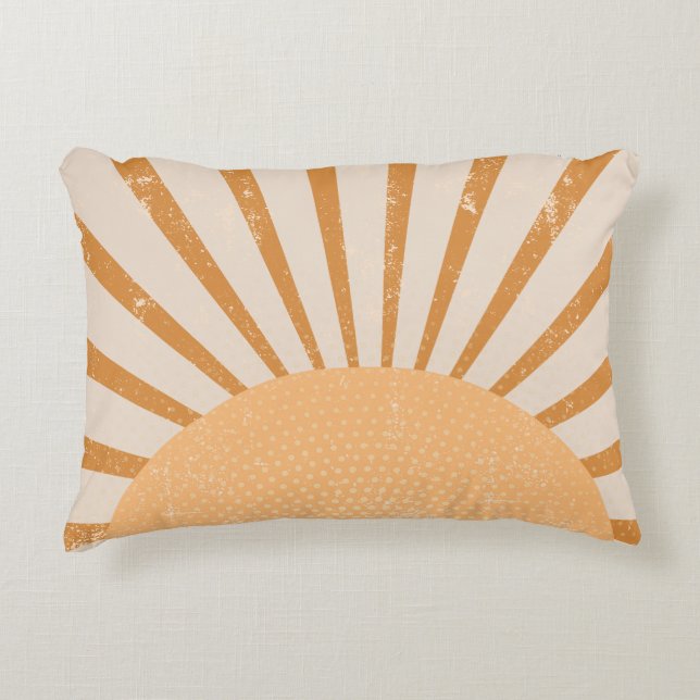 Retro Sun Burst Sunset Accent Pillow (Front)