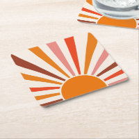 Retro Sun Burst Sunset Orange Yellow Red Pink 
