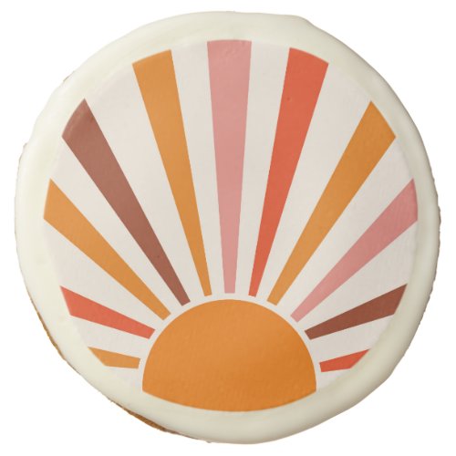 Retro Sun Burst Sunset Orange Yellow Red Pink   Sugar Cookie