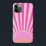 Retro Sun Burst Sunset Sunrise Hot Pink Ombre  iPhone 11 Pro Case<br><div class="desc">Retro sun burst design in warm orange and pastel pink tones. Retro modern pink sunrays,  morning sunshine geometric retrowave synthwave abstract art.</div>