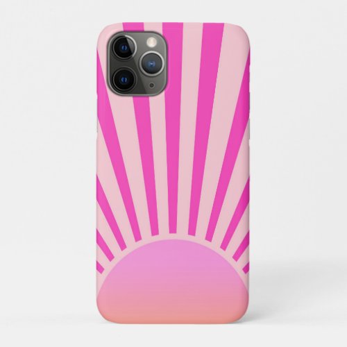 Retro Sun Burst Sunset Sunrise Hot Pink Ombre  iPhone 11 Pro Case