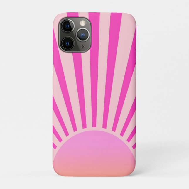Retro Sun Burst Sunset Sunrise Hot Pink Ombre  Case-Mate iPhone Case (Back)