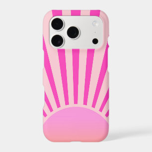 Retro Sun Burst Sunset Sunrise Hot Pink Ombre iPhone 17 Pro Case