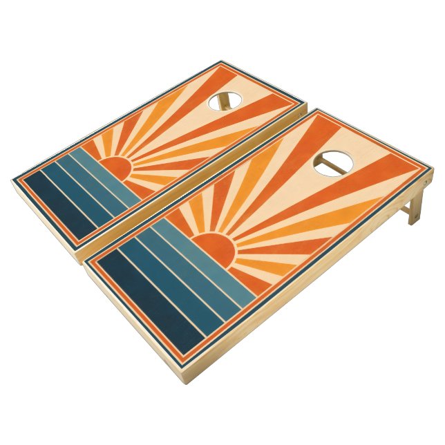 Retro Sun Cornhole Set (Angled)