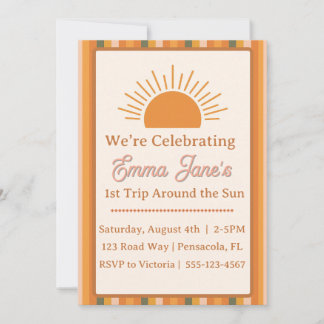 Retro Sun - First Trip Around the Sun Invitation