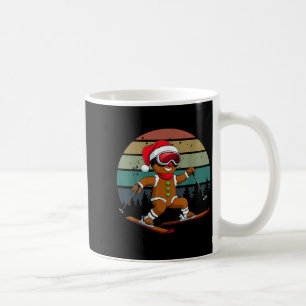Retro Sun Gingerbread Man Skiing Santa Hat Xmas Sk Coffee Mug