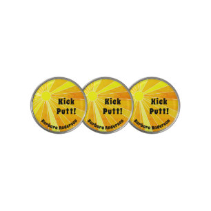 Retro Sun Groovy Kick Putt Personalized Golf Ball Marker