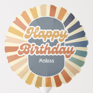 Retro Sun Groovy Wave Happy Birthday Balloon