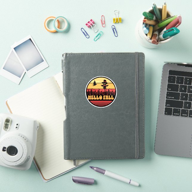 Retro Sun Hello Fall Pumpkin Patch Sticker (iPad Cover)