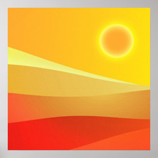 Retro Sun Mid Century Modern art abstract Poster
