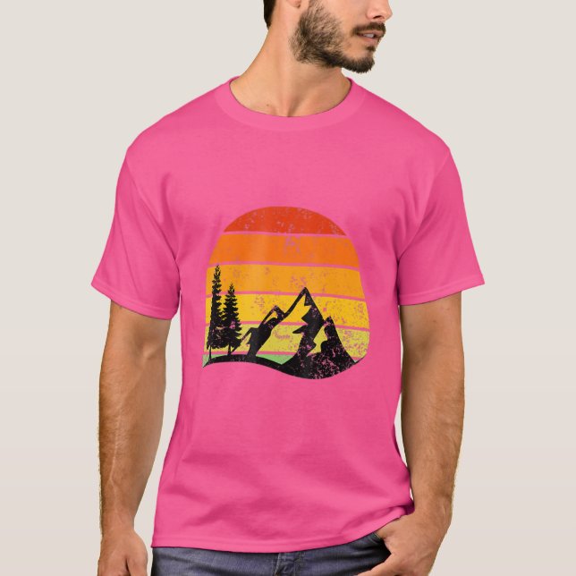Retro Sun Minimalist Pine Tree T-Shirt (Front)