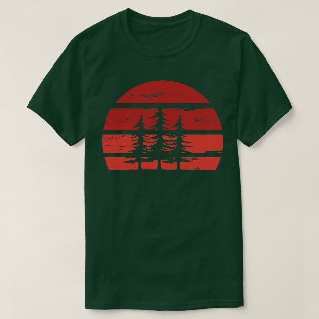 Retro Sun Minimalist With Pine Tree Silhouette 6 T-Shirt (Design Front)