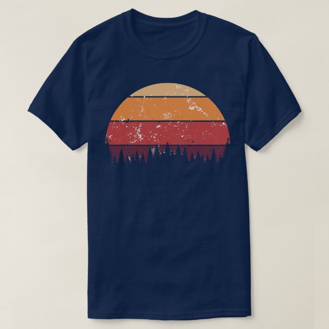 Retro Sun Minimalist With Pine Tree Silhouette 7 T-Shirt (Design Front)