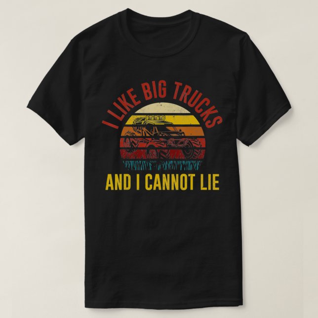 Retro Sun Monstertruck I like big Trucks and I can T-Shirt (Design Front)