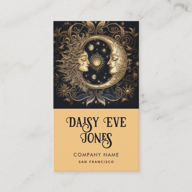 Retro Sun Moon Stars Business Card (Front)
