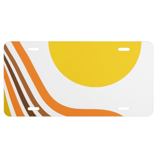 Retro Sun Ocean Wave #1 #retro #art License Plate (Front)