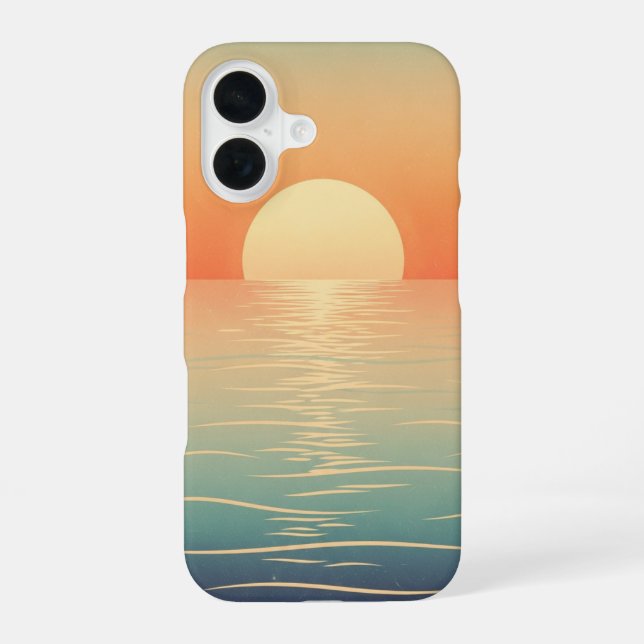 Retro Sun Over the Ocean iPhone Case (Back)