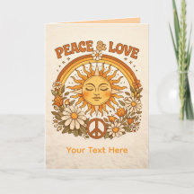 Retro Sun Peace and Love Art Card