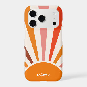 Retro Sun Rays Burst Sunset Orange Mid Century iPhone 17 Pro Case