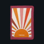 Retro Sun Rays Burst Sunset Orange Mid Century  Trifold Wallet<br><div class="desc">Retro sun burst design in warm pink,  brown,  orange tones. Retro modern orange sunrays,  morning sunshine geometric abstract art.</div>