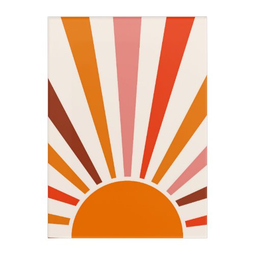 Retro Sun Rays Burst Sunset Orange Yellow Red   Acrylic Print