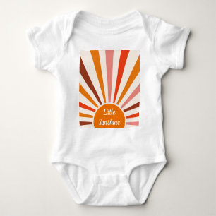 Retro Sun Rays Burst Sunset Orange Yellow Red Baby Bodysuit