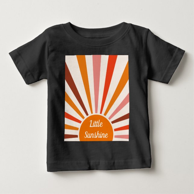 Retro Sun Rays Burst Sunset Orange Yellow Red   Baby T-Shirt (Front)