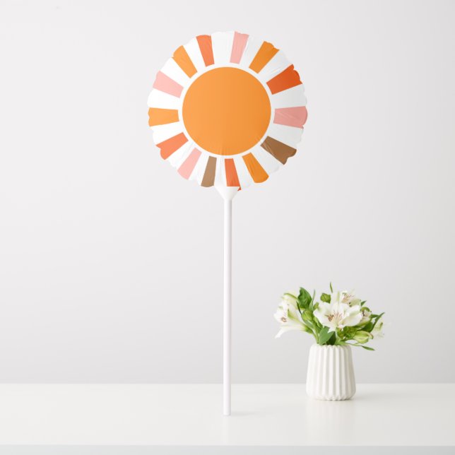 Retro Sun Rays Burst Sunset Orange Yellow Red Balloon (In SItu)
