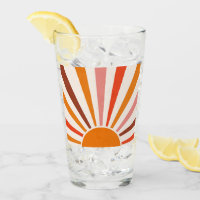 Retro Sun Rays Burst Sunset Orange Yellow Red 