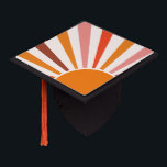 Retro Sun Rays Burst Sunset Orange Yellow Red  Graduation Cap Topper<br><div class="desc">Retro sun burst design in warm pink,  brown,  orange tones. Retro modern orange sunrays,  morning sunshine geometric abstract art.</div>